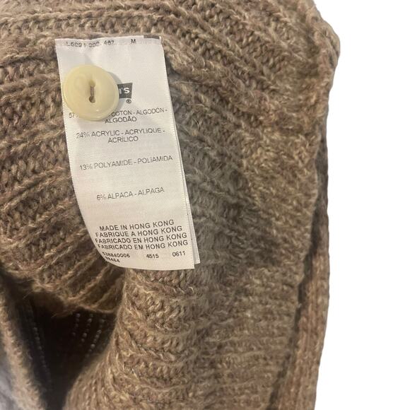 Levi's Women's Size Medium Academia Tan Knit Button Cardigan Sweater - Picture 5 of 9